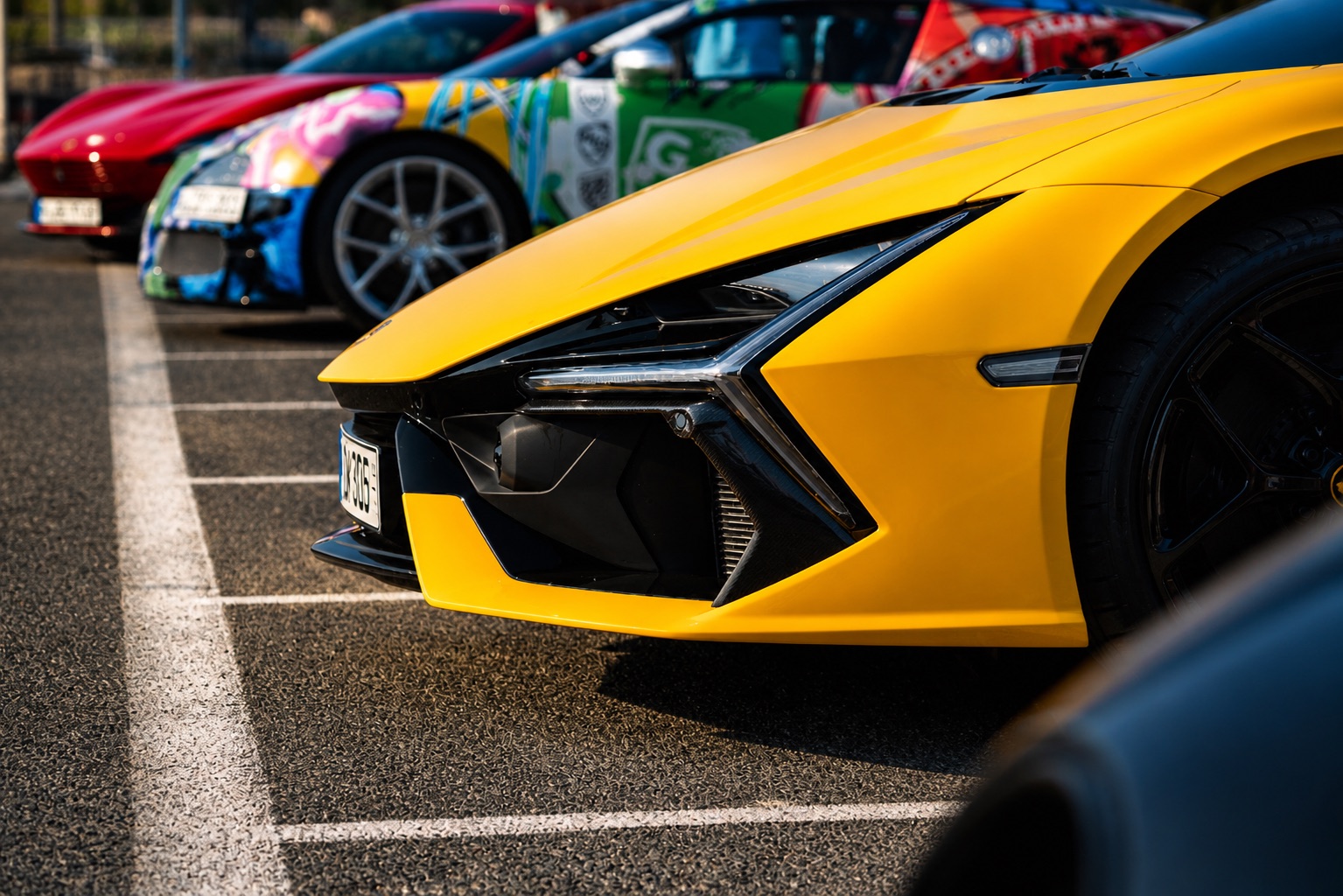 Yellow supercar in the Milan lineup